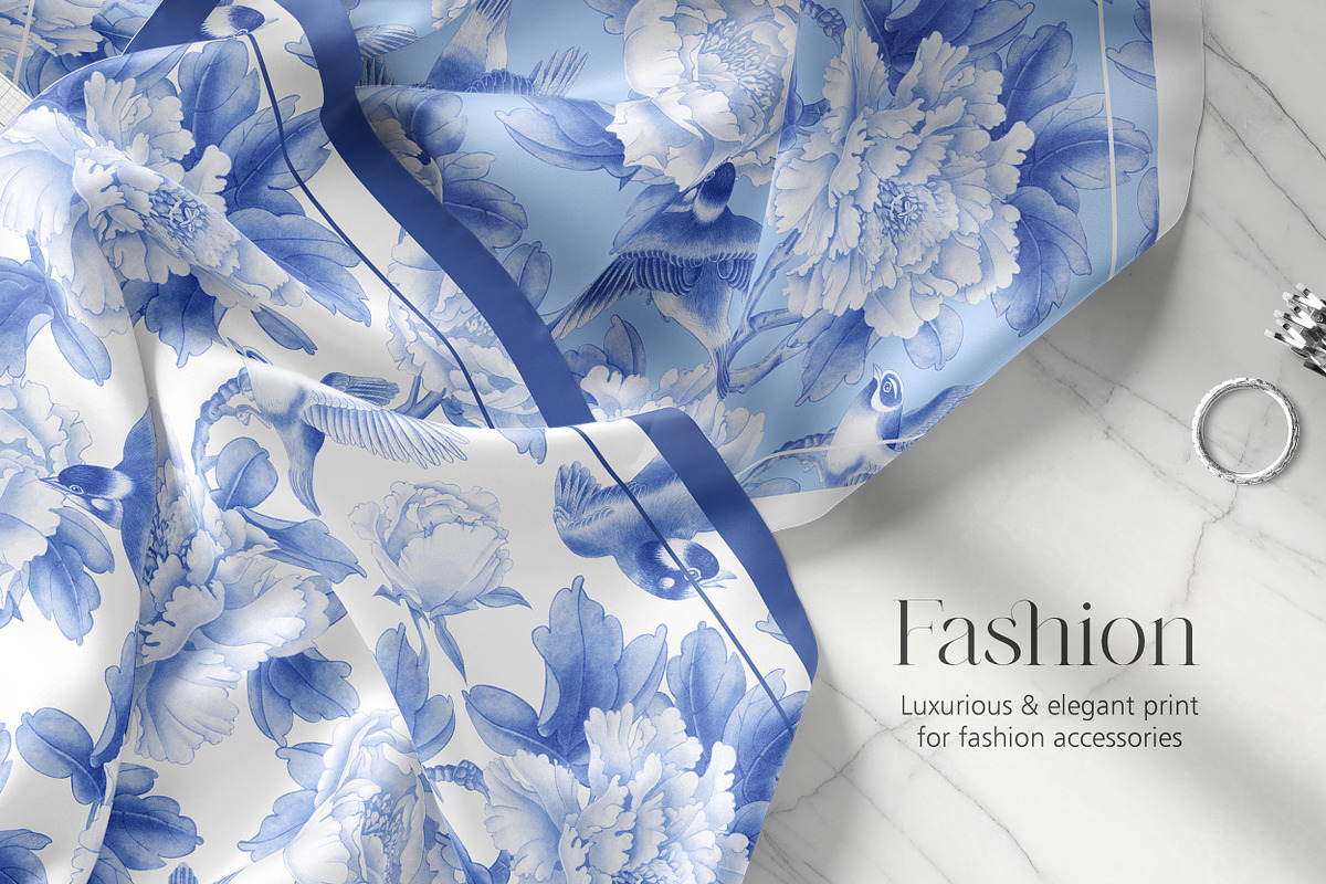 PEONIES AND BIRDS, a Pattern Graphic by Kate Demyanovska (Photo 7 of 10)