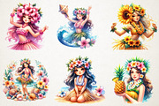 Hawaiian Hula Girls Clipart, an Illustration by RobertsArt (Thumbnail 2 of 5)