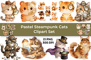 Steampunk Cat Clipart Set - 21 PNG, an Animal Illustration by InkyQueenArt (Thumbnail 1 of 7)