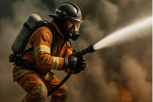 A firefighter in full protective, a Nature Photo by Sergey Kotenev