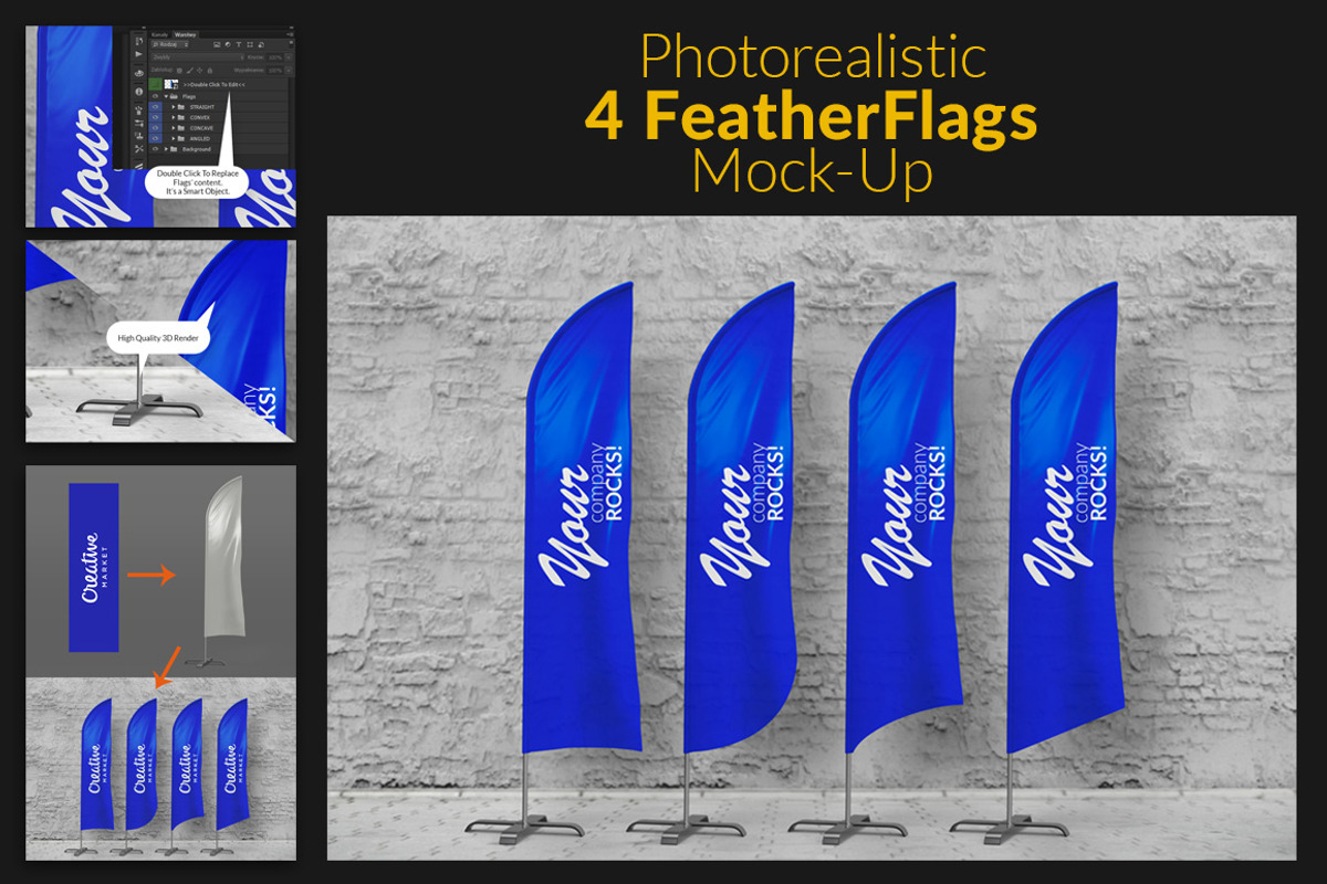 Feather Flags / Bow Flags MockUp, a Mockup by TeddyGraphics (Photo 1 of 4)