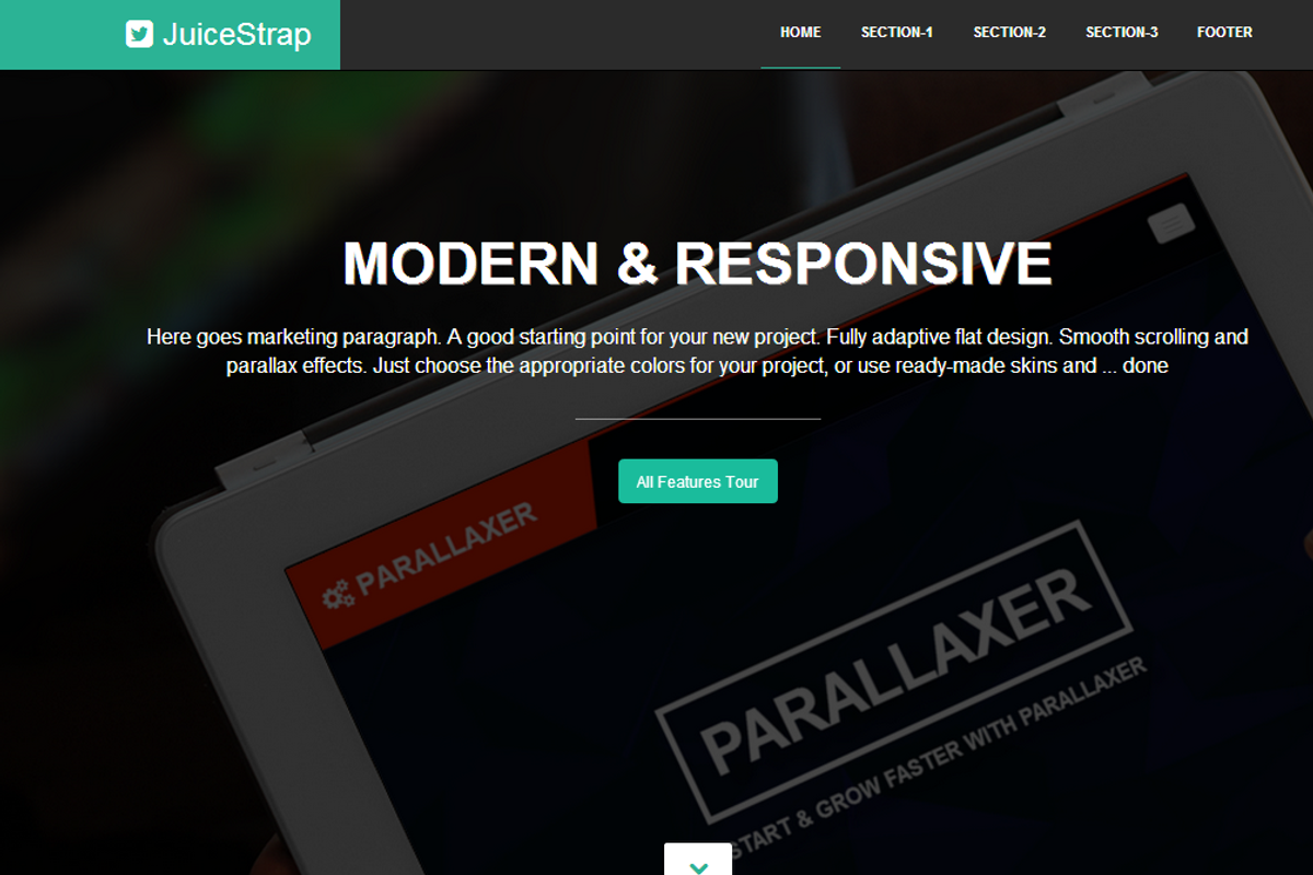 JuiceStrap flat parallax Bootstrap, a Websites & App Template by Bootstraptor (Photo 3 of 5)