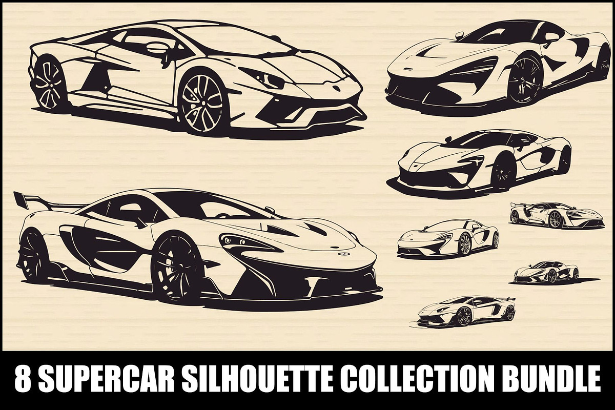Supercar Silhouette Bundle, an Illustration by Designs_River (Photo 1 of 9)