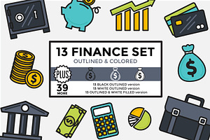 Finance Set Outlined & Colored