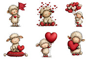 Quirky Valentines Sheep Clipart, an Illustration by Dream Creation (Thumbnail 2 of 6)