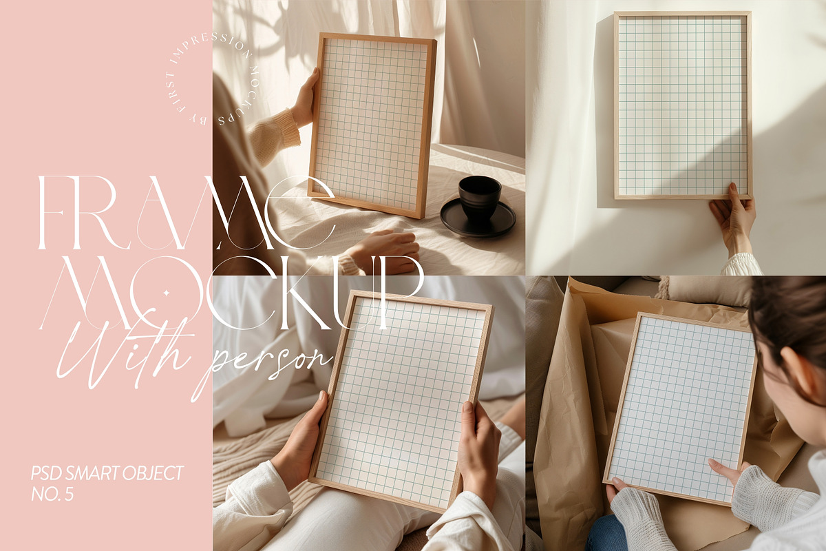 4x Bundle Frame Mockup With Person, an Advertising Mockup by First Impression Mockups (Photo 1 of 7)