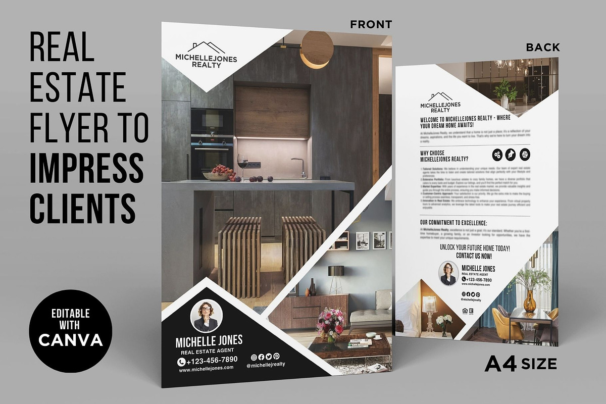 Real Estate Introduction Flyer Canva, a Flyer Template by CreativeVinesStore (Photo 1 of 6)