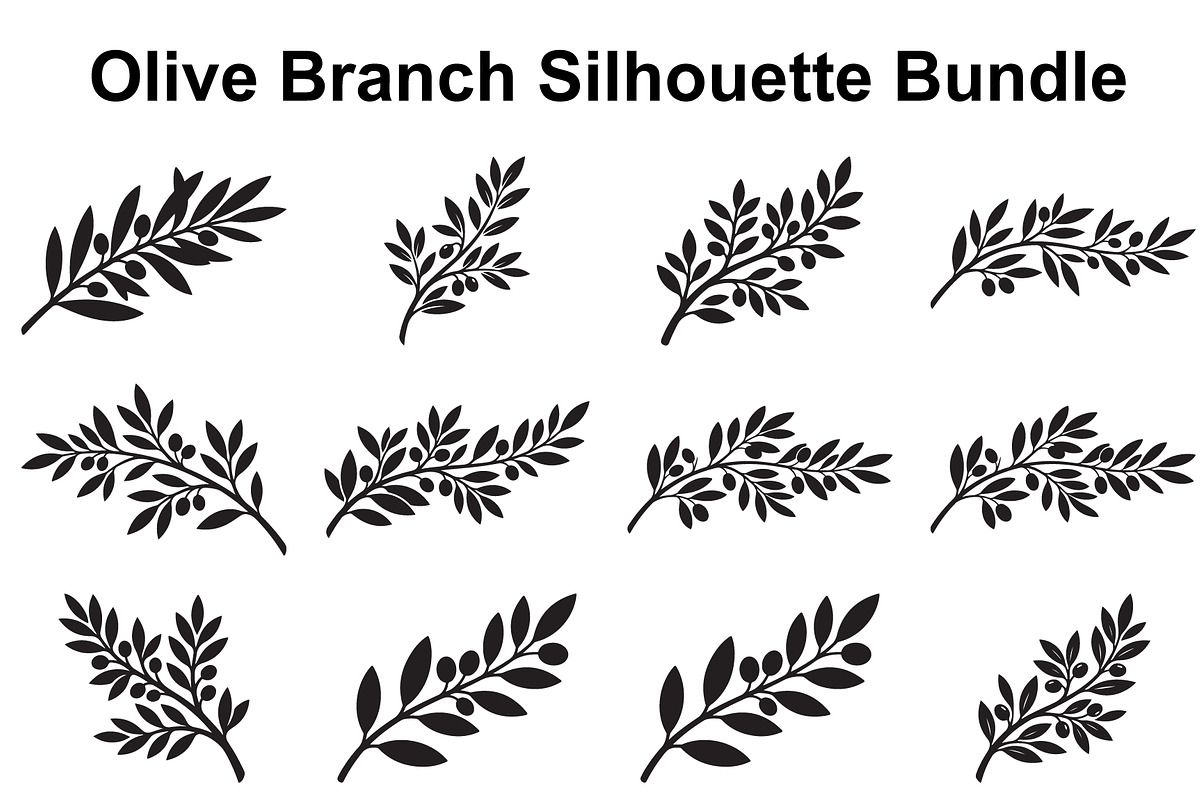 Olive Leaf Branch Silhouette Set, an Object Graphic by Creativeshirt (Photo 1 of 3)
