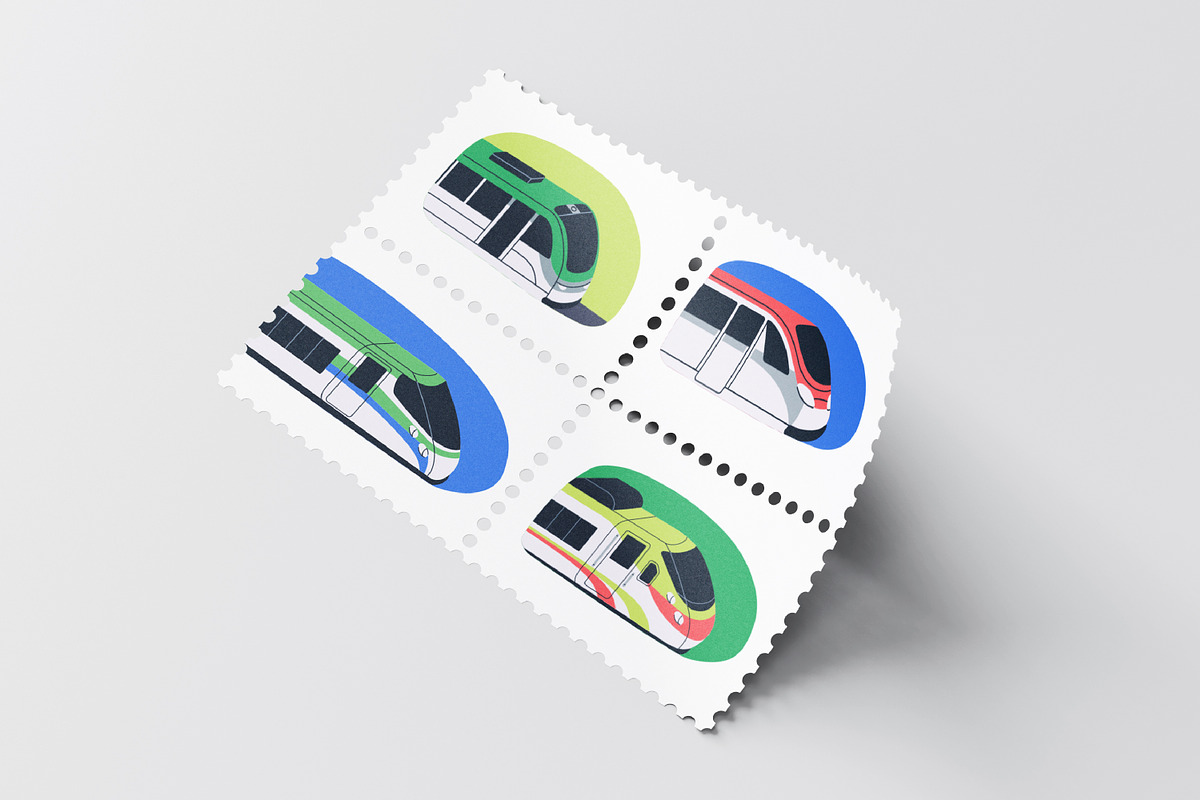 Modern high-speed bullet trains set, a Transportation Illustration by Good Studio (Photo 4 of 4)