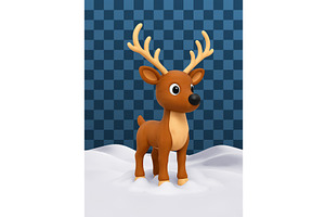3D Cute cartoon deer with large, an Object Illustration by Abscent