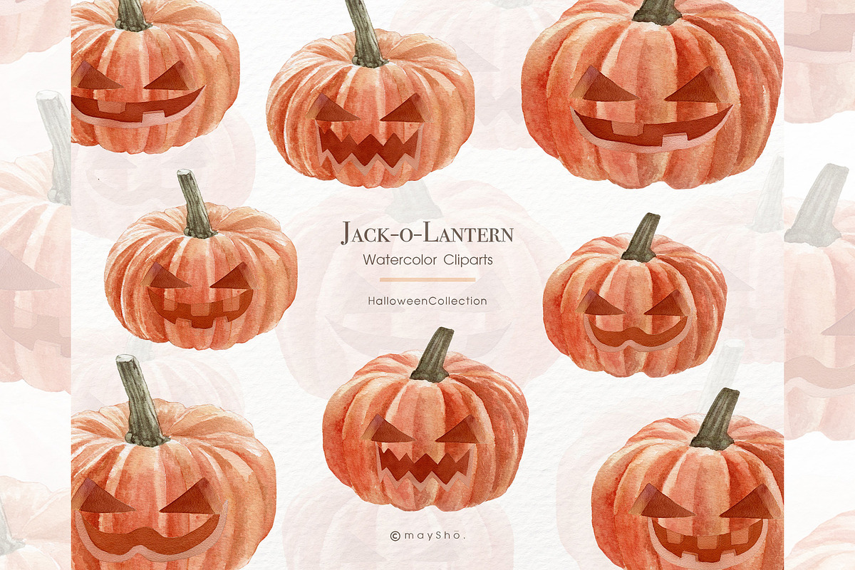 Jack-o-lantern, Halloween Watercolor, an Illustration by May • SHO (Photo 1 of 5)