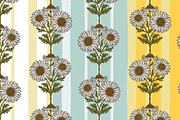 wild daisy botanical stripe, a Pattern Graphic by NayaChu (Thumbnail 1 of 10)