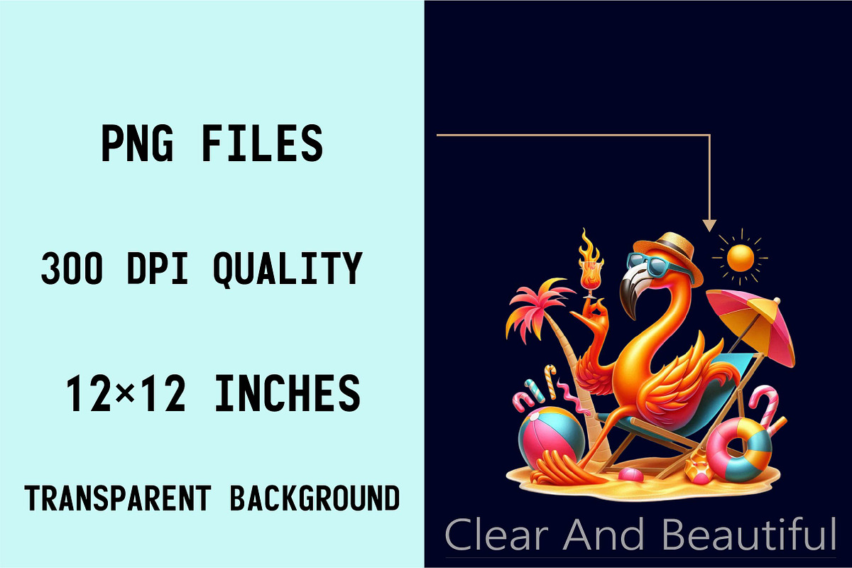 Summer Flamingo Sublimation Clipart, an Illustration by SVGArt (Photo 8 of 8)