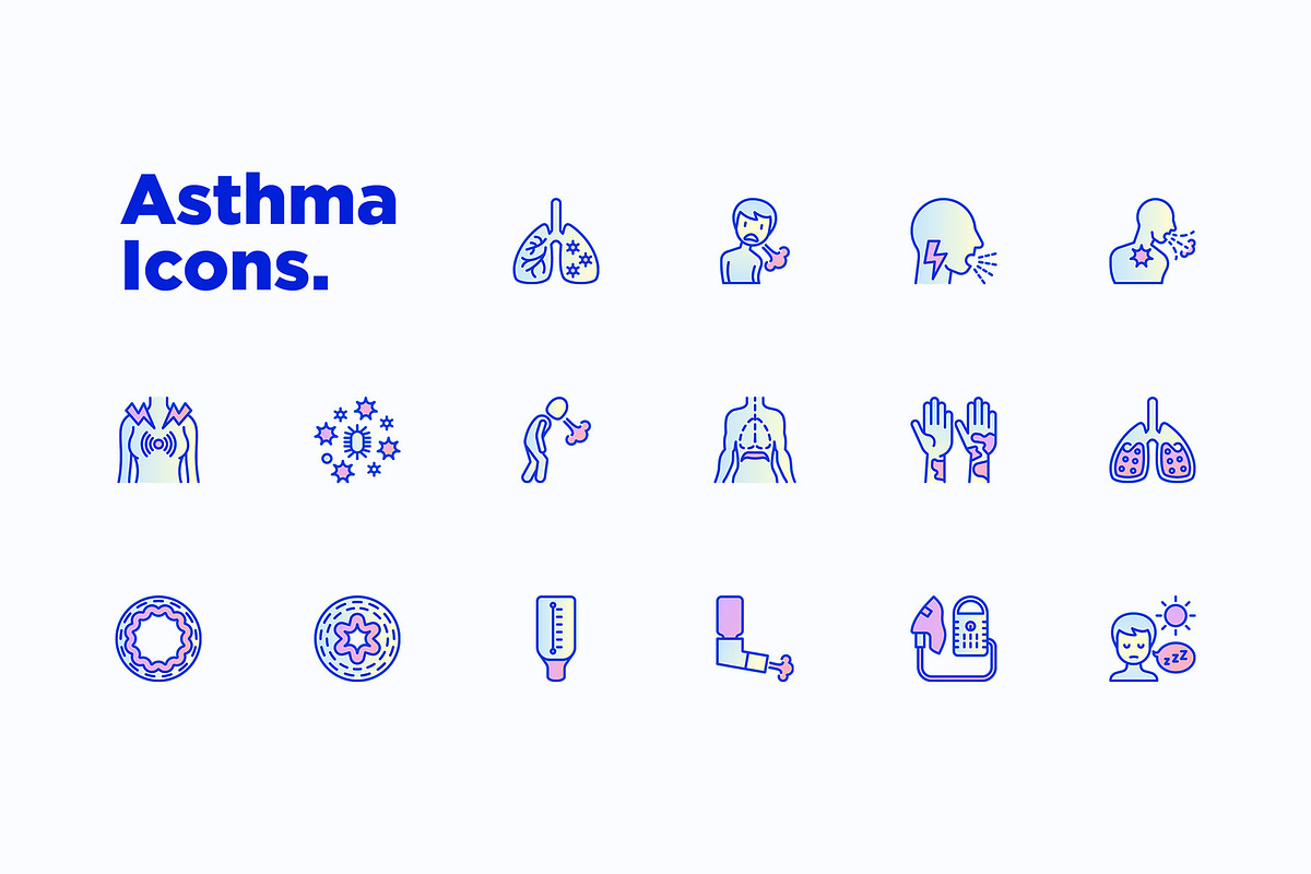 Asthma | 16 Thin Line Icons Set, an Outline Icon by Alex Blogoodf (Photo 6 of 12)