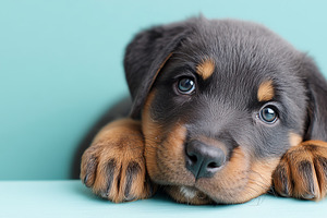Cute Rottweiler puppy resting head, an Animal Photo by MistyDay
