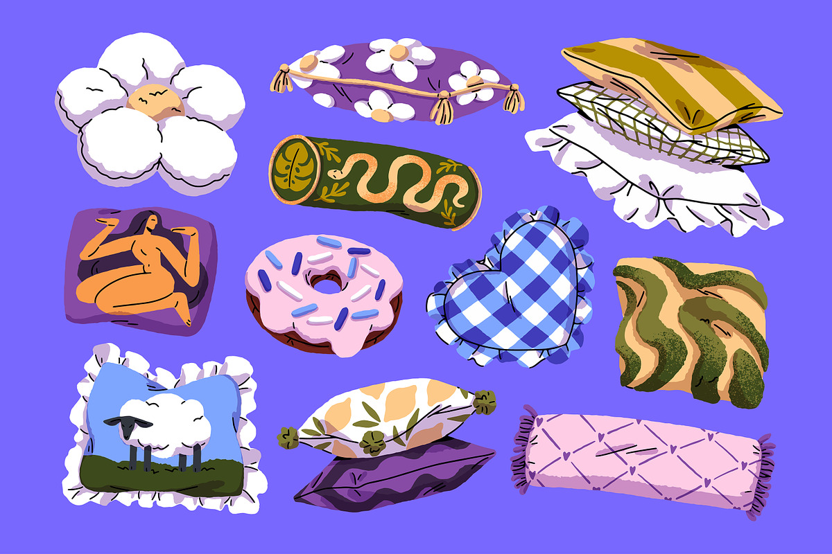Pillows and decorative cushions set, a Decorative Illustration by PaperTrident (Photo 1 of 4)