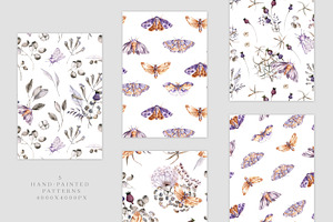 Sale 50% Watercolor Moths Patterns