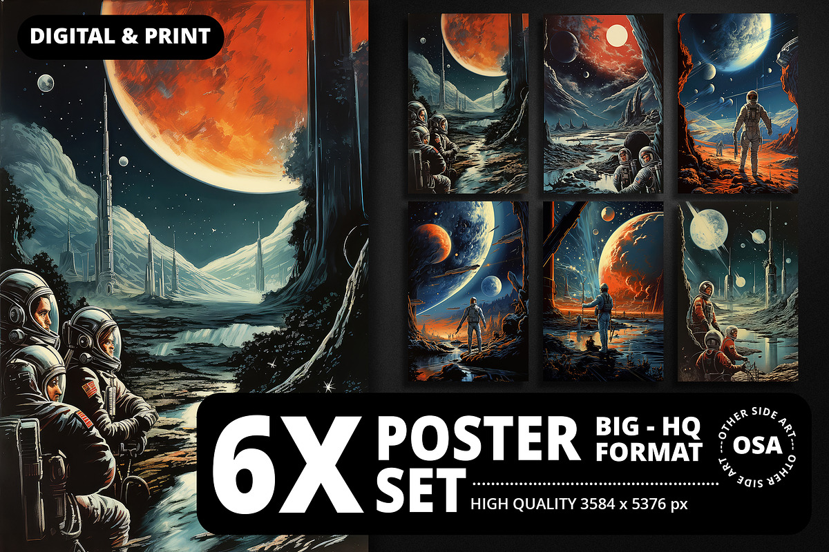Retro space movie poster set, a Background Graphic by Other Side Art (Photo 1 of 5)