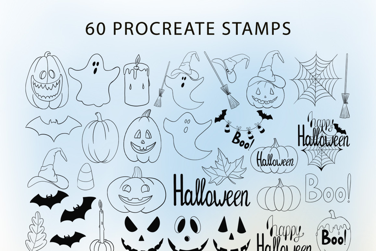 60 Procreate Halloween Stamps, a Brush Add-On by Mari_Caliart (Photo 2 of 17)