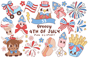 Groovy 4th of July PNG Clipart, a Seasonal Illustration by LemonDesign (Thumbnail 1 of 3)