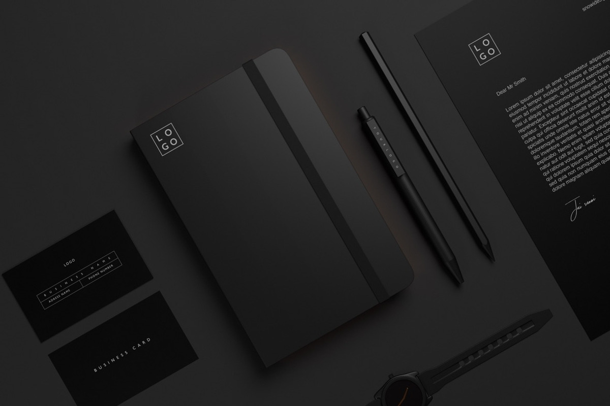 10 Minimal Black Stationary Mockups, a Print Template by S48 Mockups (Photo 5 of 10)