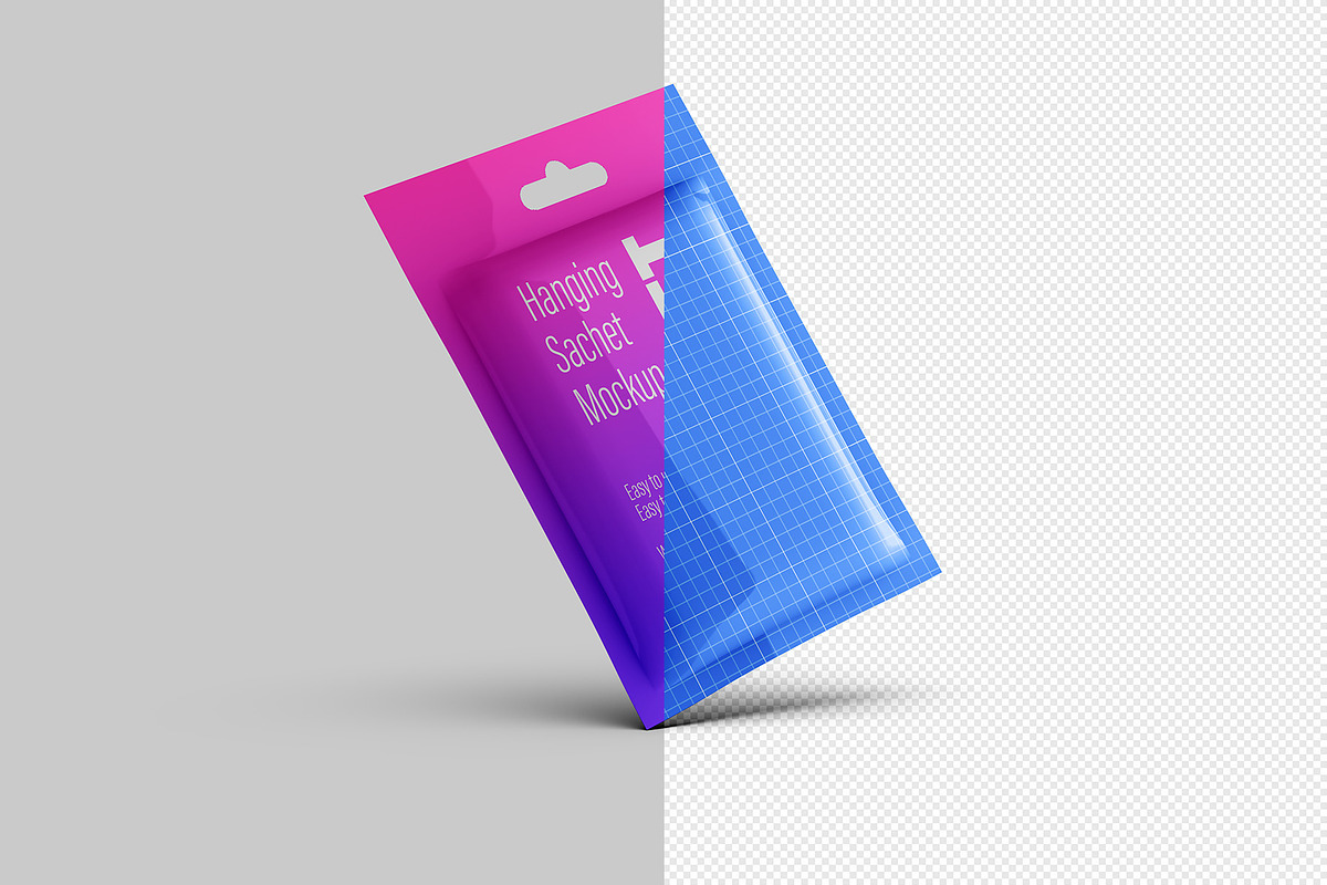 Pouch Sachet with Hang Hole Mockup, a Packaging Mockup by Illusiongraphic (Photo 12 of 22)