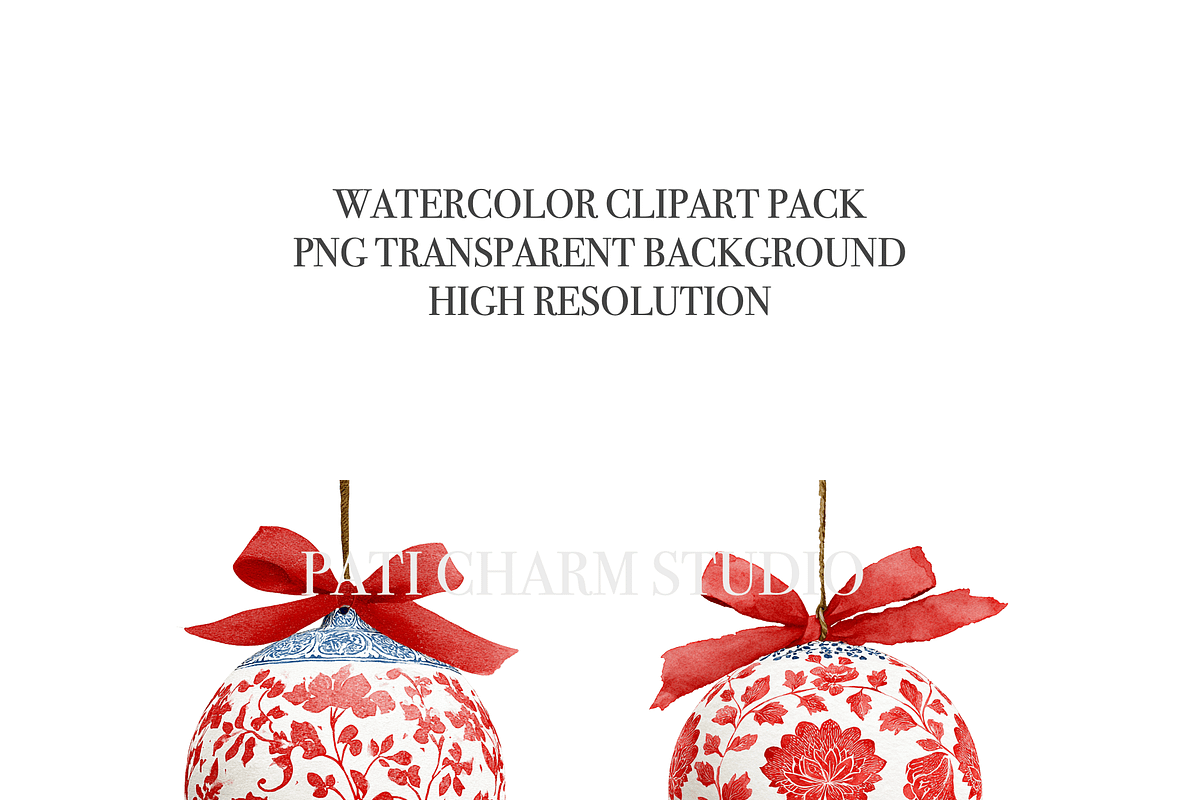 Christmas Baubles Clipart Set, a Decorative Illustration by Pati Charm Studio (Photo 5 of 8)