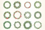 Watercolor Evergreen Wreath Clipart, an Illustration by CrexoraLab (Thumbnail 5 of 5)