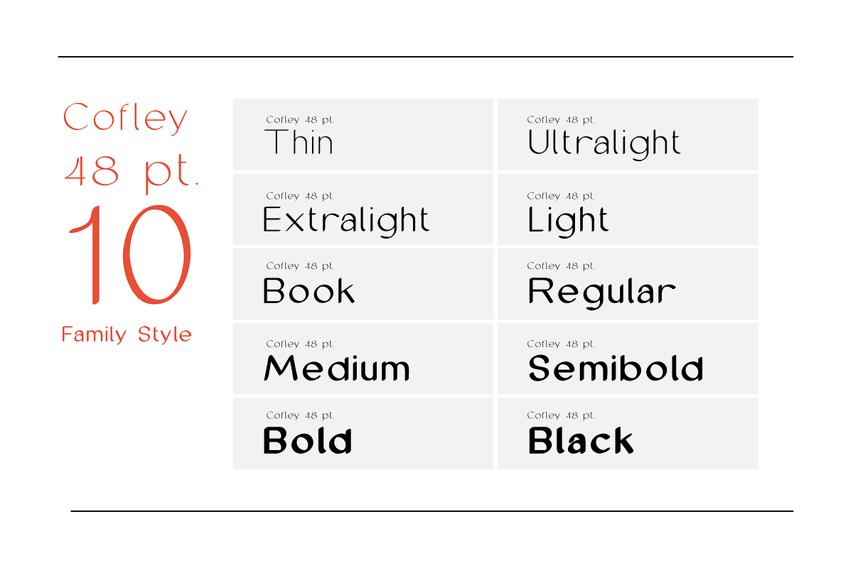 Cofley - 10 Weight style sans serif, a Sans Serif Font by Gittype (Photo 3 of 11)