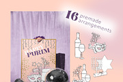Happy Purim Line Vector Clipart, a Seasonal Illustration by Elena Malgina Clipart (Thumbnail 3 of 8)