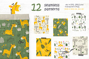 Giraffes Clipart & Pattern, a Background Graphic by Nafanya (Thumbnail 5 of 9)