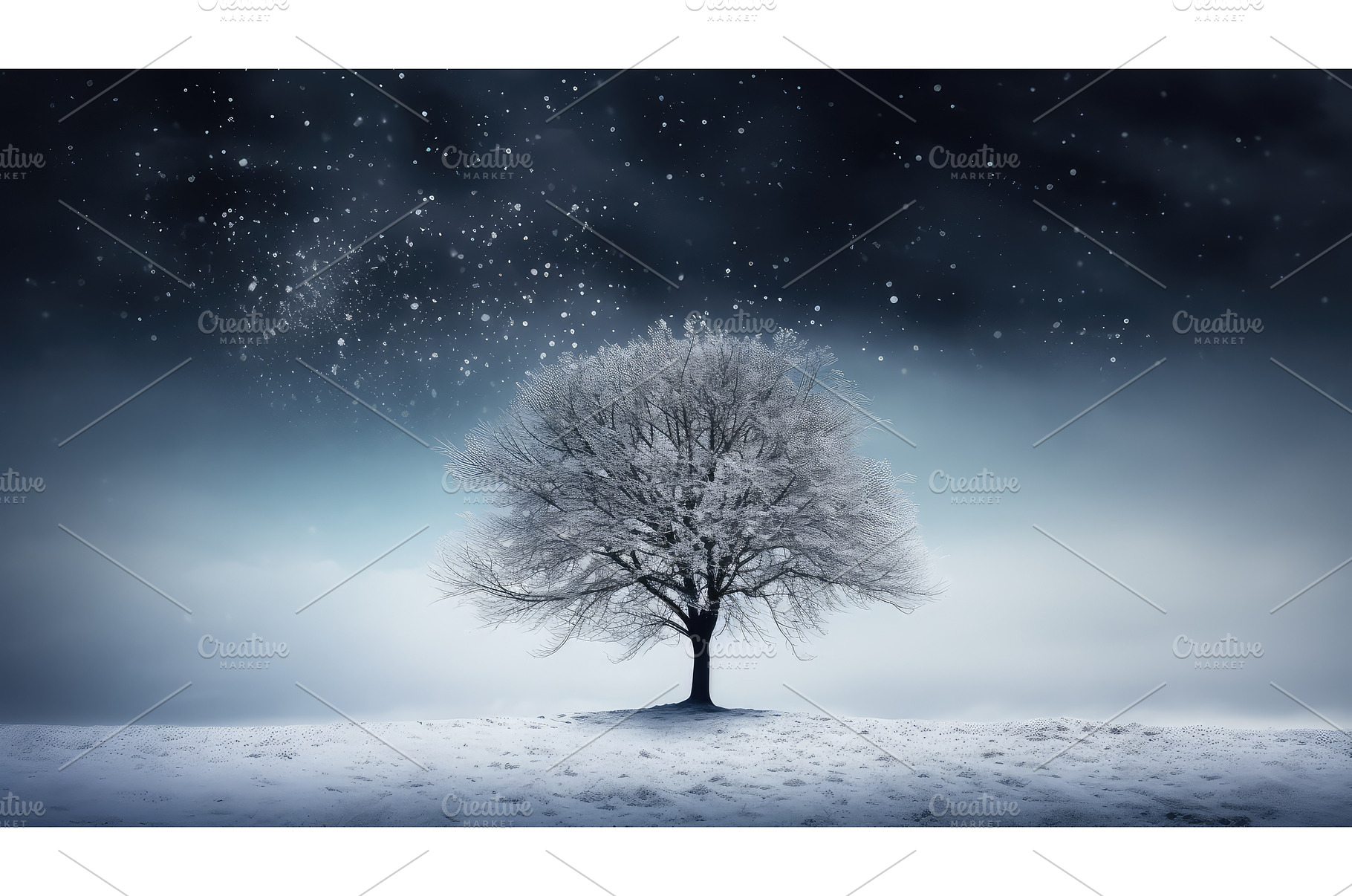 snow winter tree silhouette ai, a Nature Photo by pikepicture