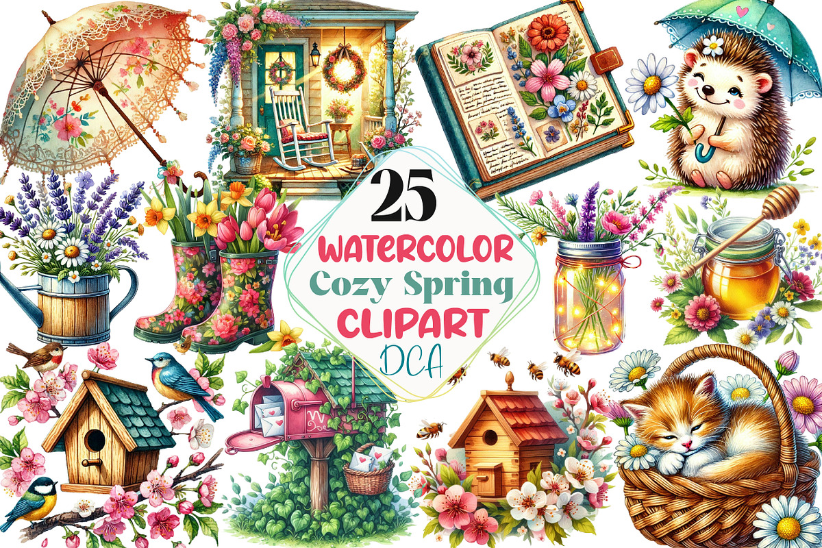 Watercolor Cozy Spring Sublimation, an Illustration by DreamCafeArt (Photo 1 of 5)