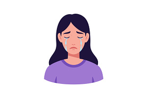 Sad woman with tears on her cheeks i, an Illustration by designvectx