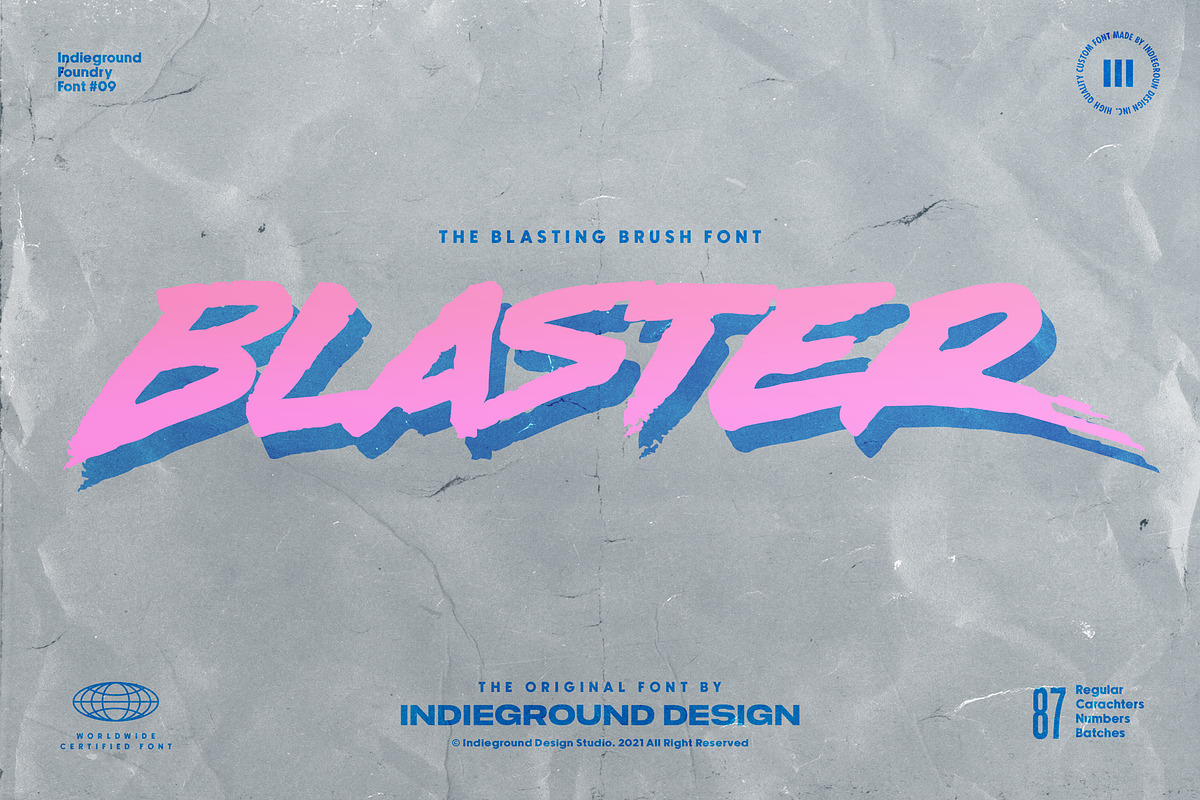 Blaster Font, a Script Font by Indieground Design Inc. (Photo 1 of 8)