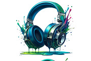 Color Splash Headphones PNG Set, a Technology Illustration by DoubleTwists (Thumbnail 4 of 5)