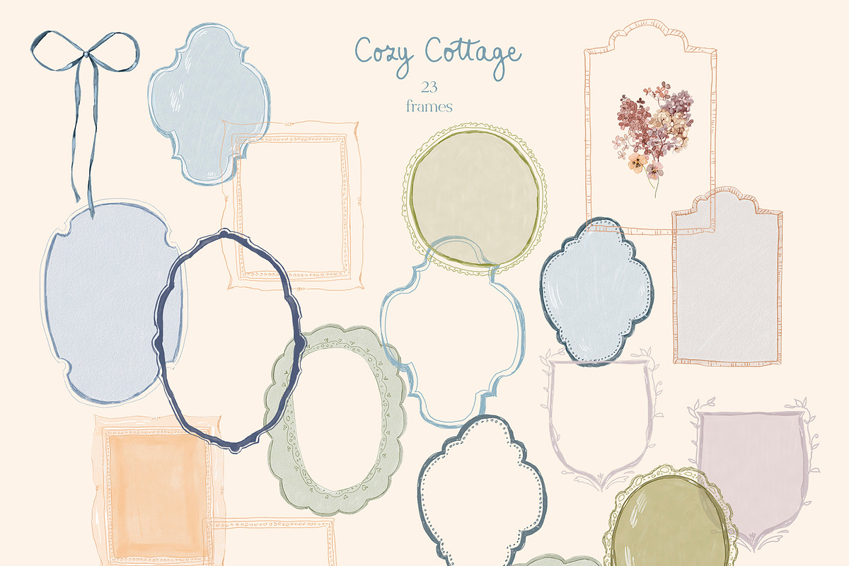 Cottagecore Clipart, Frames, Prints, a Decorative Illustration by whiteheartdesign (Photo 19 of 34)