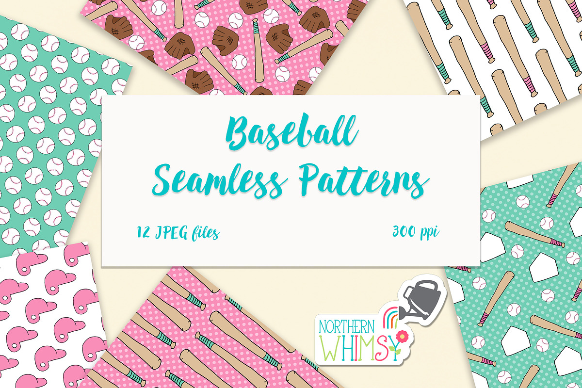Girls Baseball Patterns, a Pattern Graphic by Northern Whimsy Design
