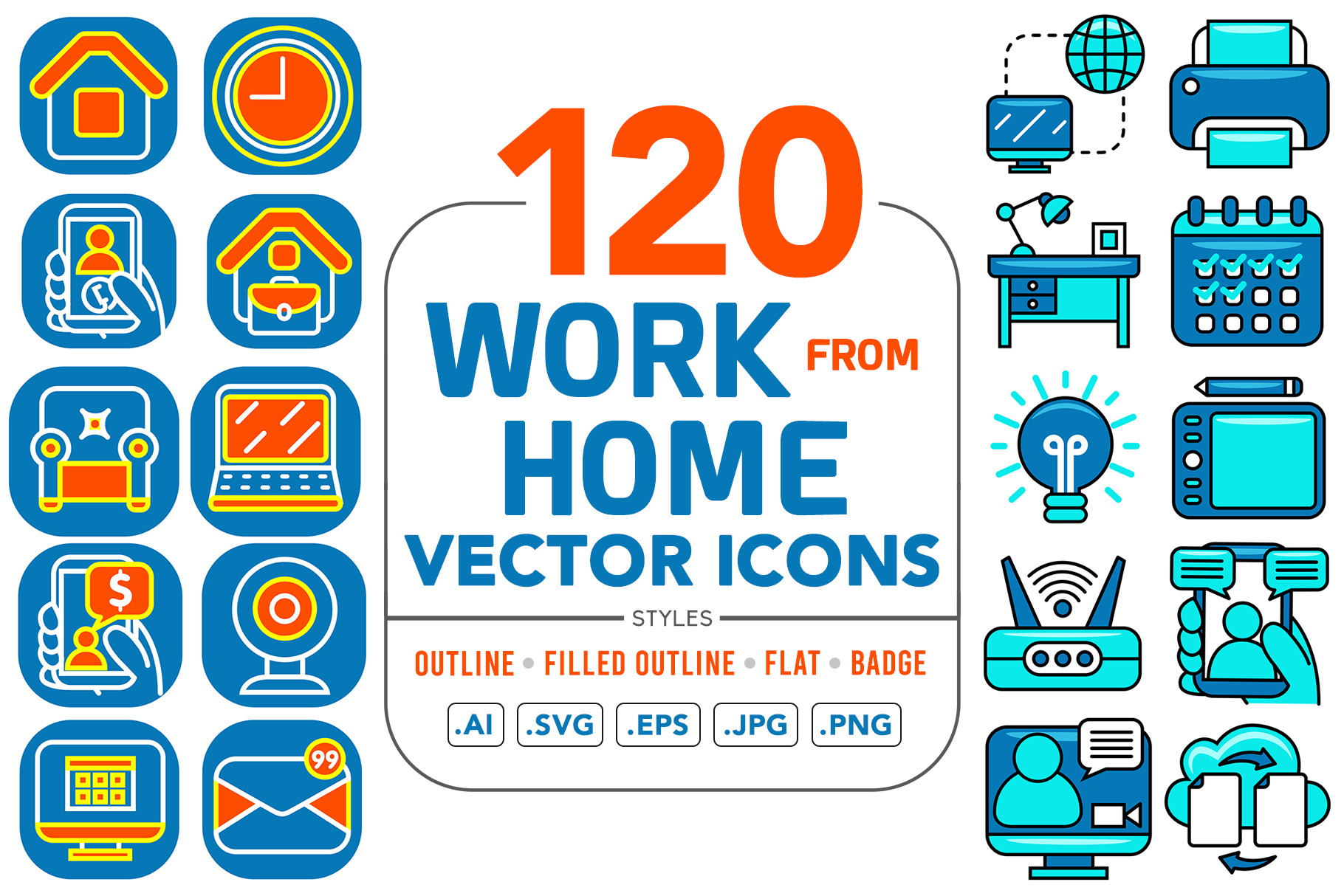 Work From Home Vector Icons, an Outline Icon by MEDZ