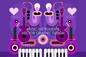 Music Instruments Vector Poster Desi, an Object Graphic by danjazzia