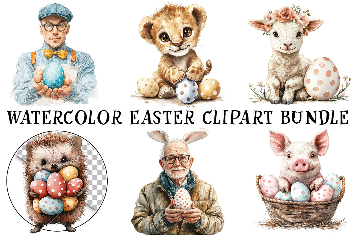 Watercolor Easter Clipart Bundle, an Illustration by OK Design (Photo 2 of 6)