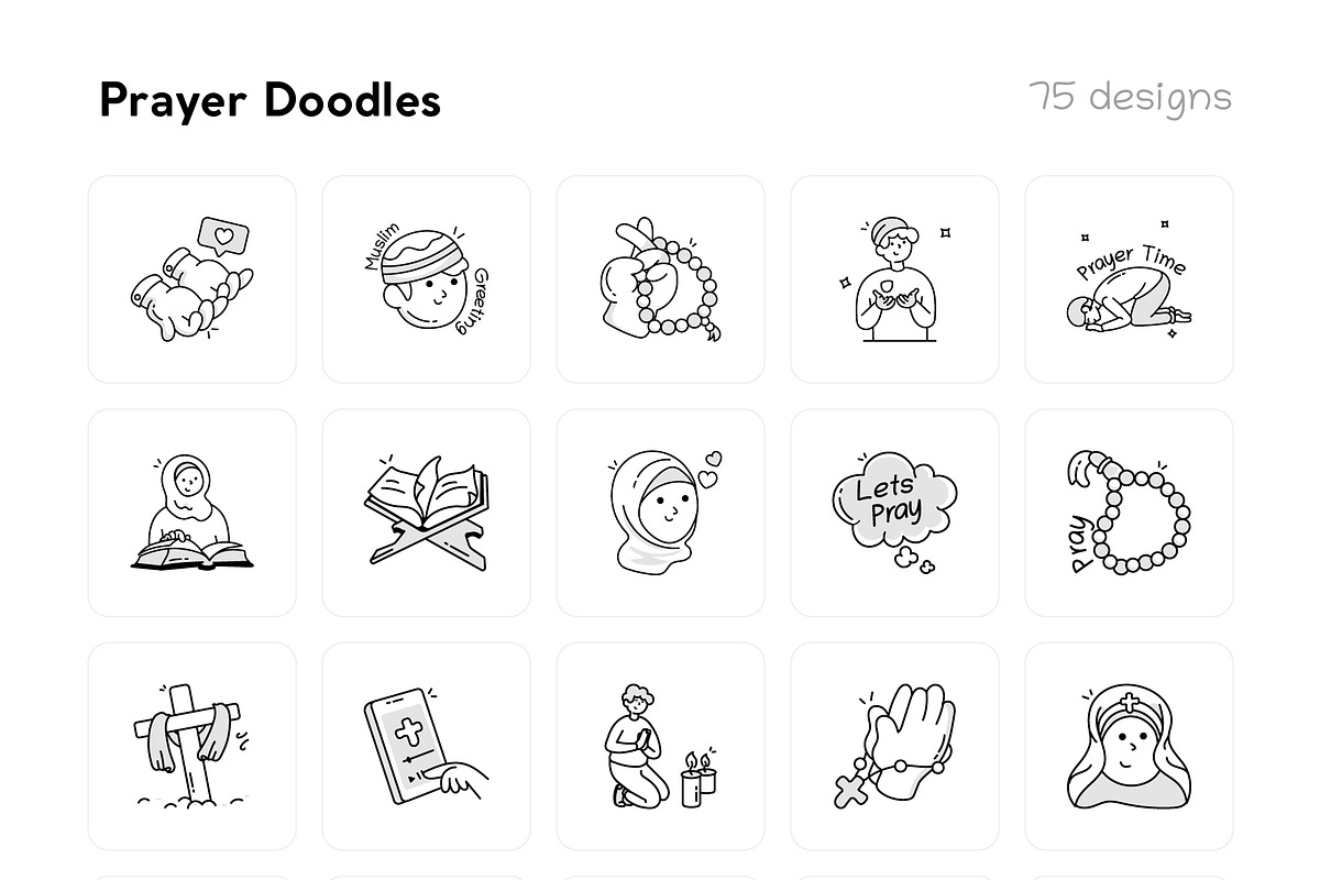 Prayer Doodle Icons Collection, an Outline Icon by Vectors Market (Photo 9 of 10)