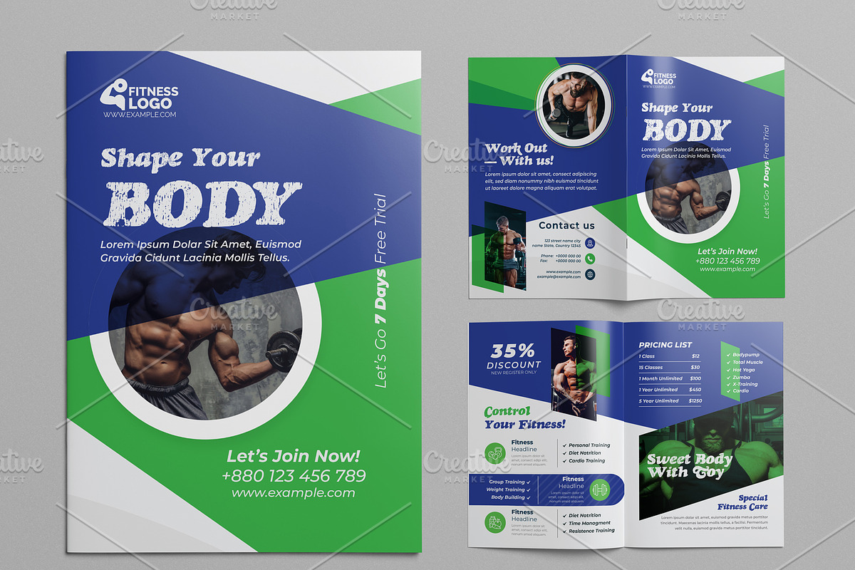 Gym & Fitness Bifold Brochure, a Brochure Template by Cristal Pioneer (Photo 1 of 4)