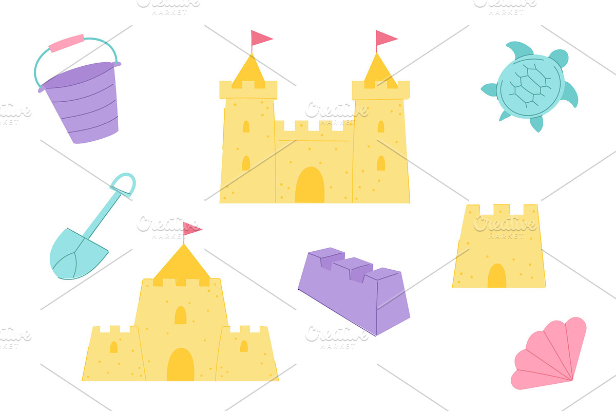 Summer Sandcastle Beach Clipart Set, an Illustration by Milota (Photo 2 of 3)