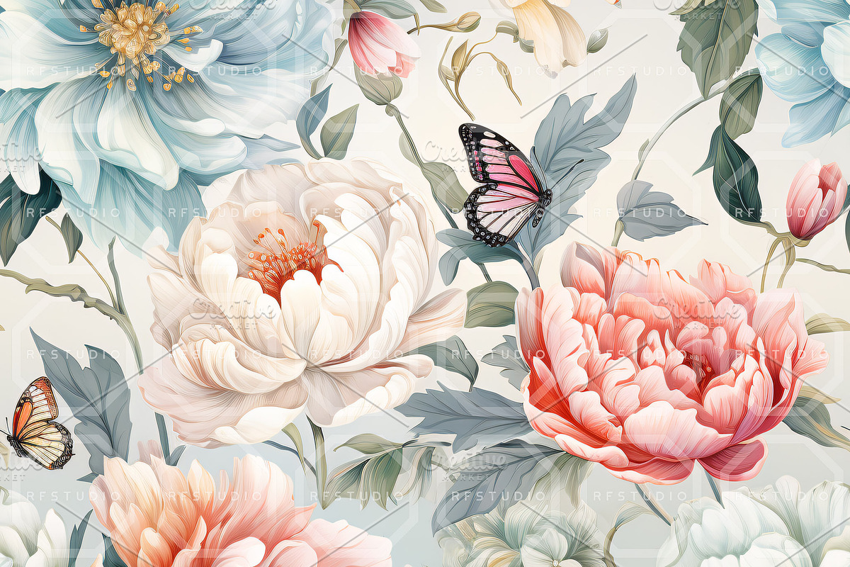 BLOSSOM FLIGHT. Seamless Pack, a Texture Illustration by RefinedFantasyStudio (Photo 6 of 9)