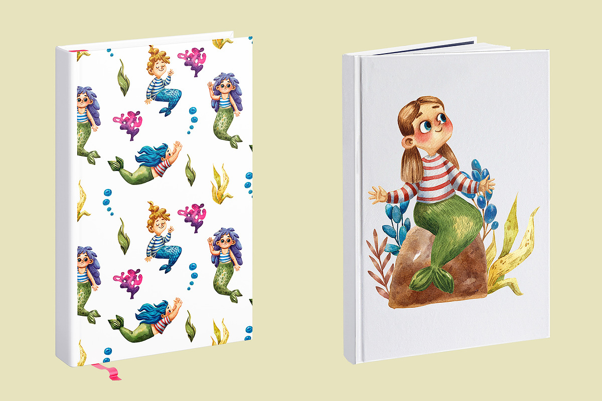 Mermaids - Watercolor Clip Art Set, an Illustration by Mashamashastu (Photo 8 of 9)