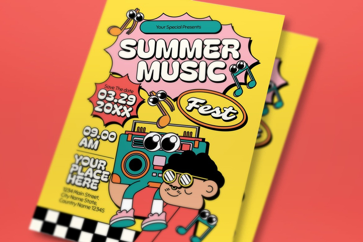 Yellow Summer Music Fest Flyer Set, a Flyer Template by graphicook (Photo 2 of 3)