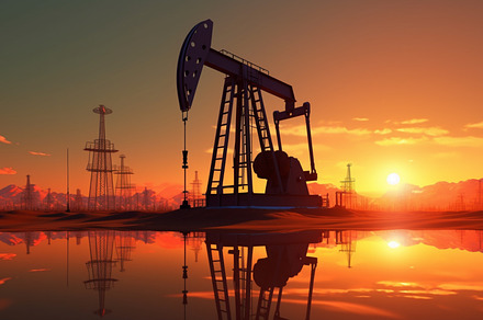 oil field in the middle of the deser, an Industrial Photo by AvalgaCollectiblesan