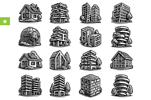 Green Building Architecture Set, an Object Graphic by RT Studio
