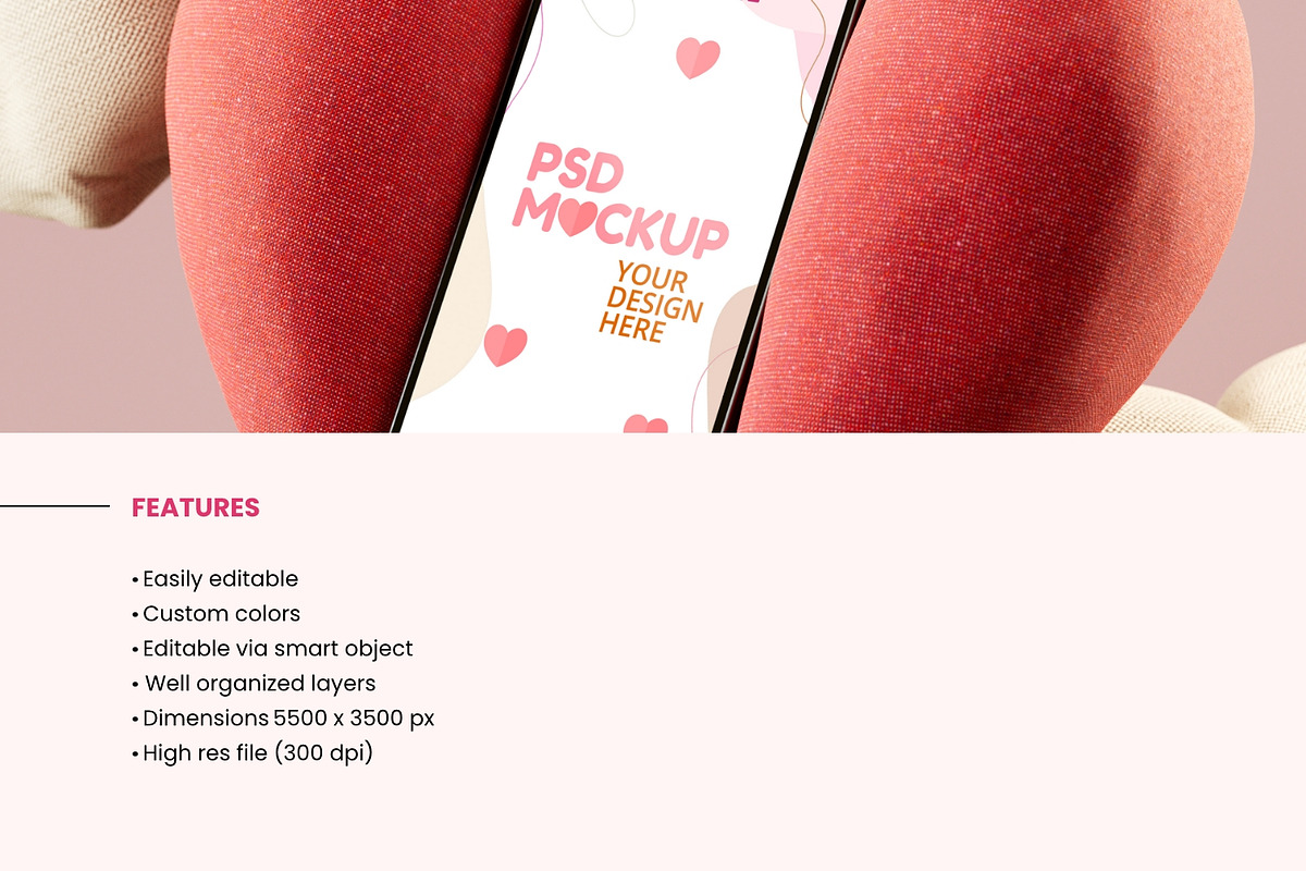 Valentine's Day Phone Mockup, an iPhone Mockup by TandemStock (Photo 2 of 4)